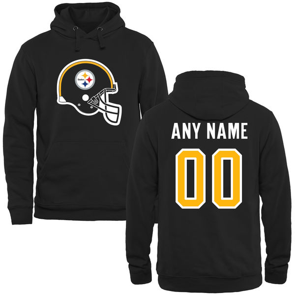 Men Pittsburgh Steelers Black Custom Name Number Helmet Pullover Hoodie ->customized nfl jersey->Custom Jersey